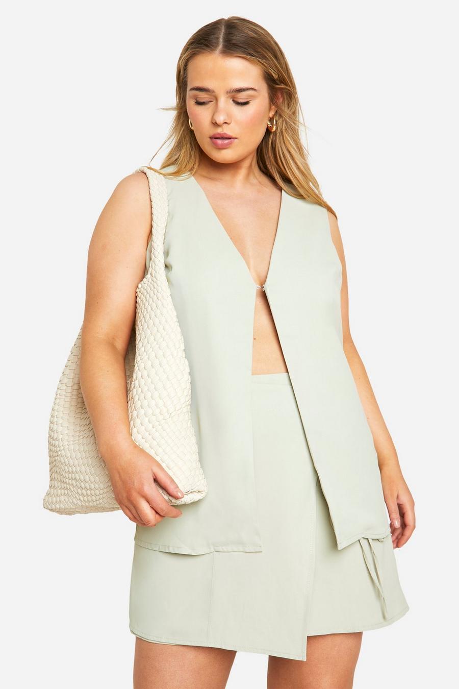 Sage Plus Hook And Eye Vest And Skort Two-Piece