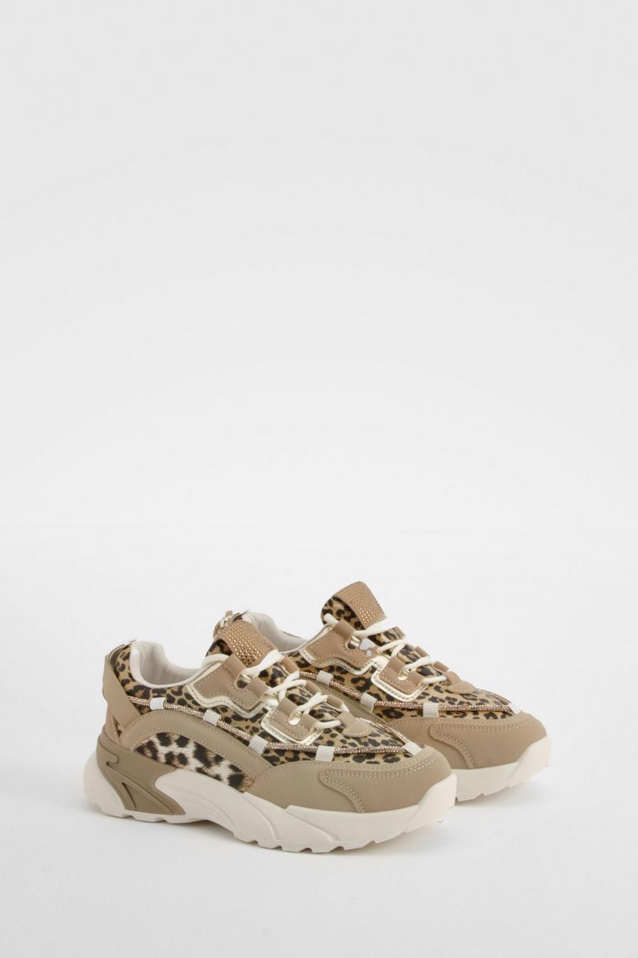 Leopard Chunky sneakers med leopardmönster image number 1