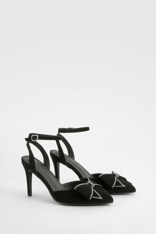 boohoo Bow Detail Strappy Court Heels Sale
