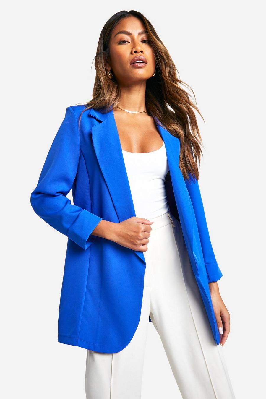 Cobalt Basic Woven Turn Cuff Relaxed Fit Blazer image number 1