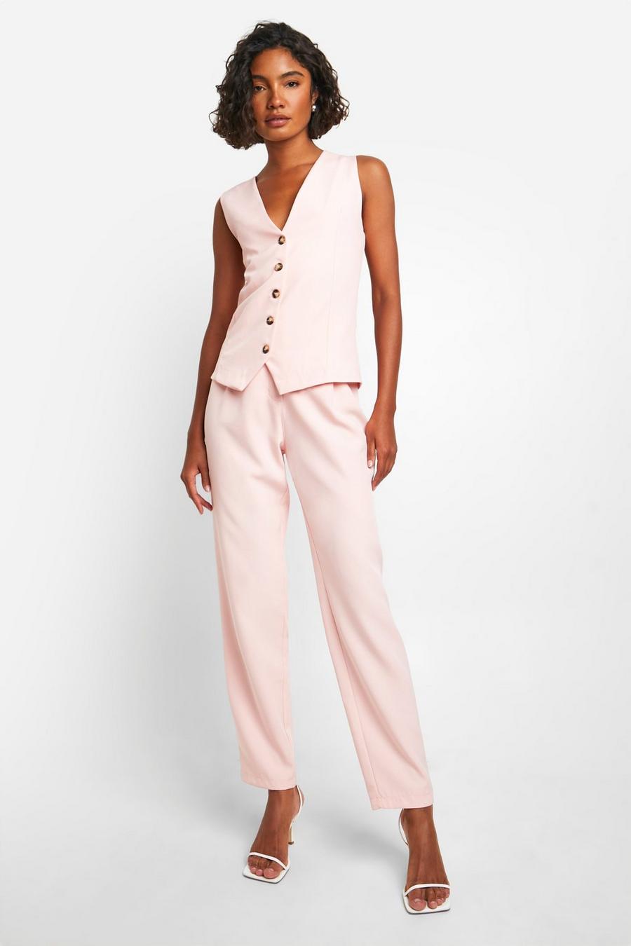 Baby pink Tall Woven Tailored Tapered Pants