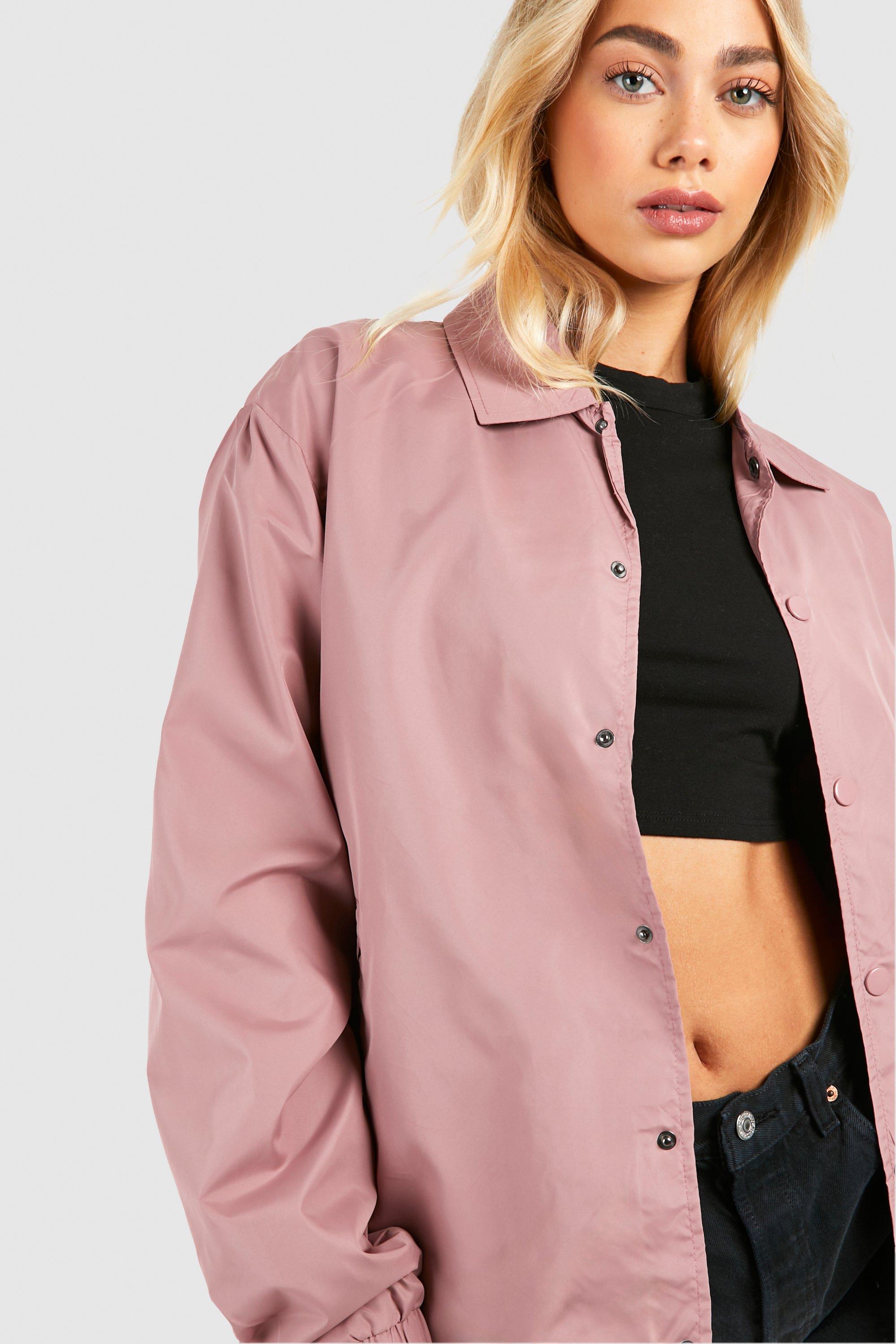 Pink button up jacket hot sale
