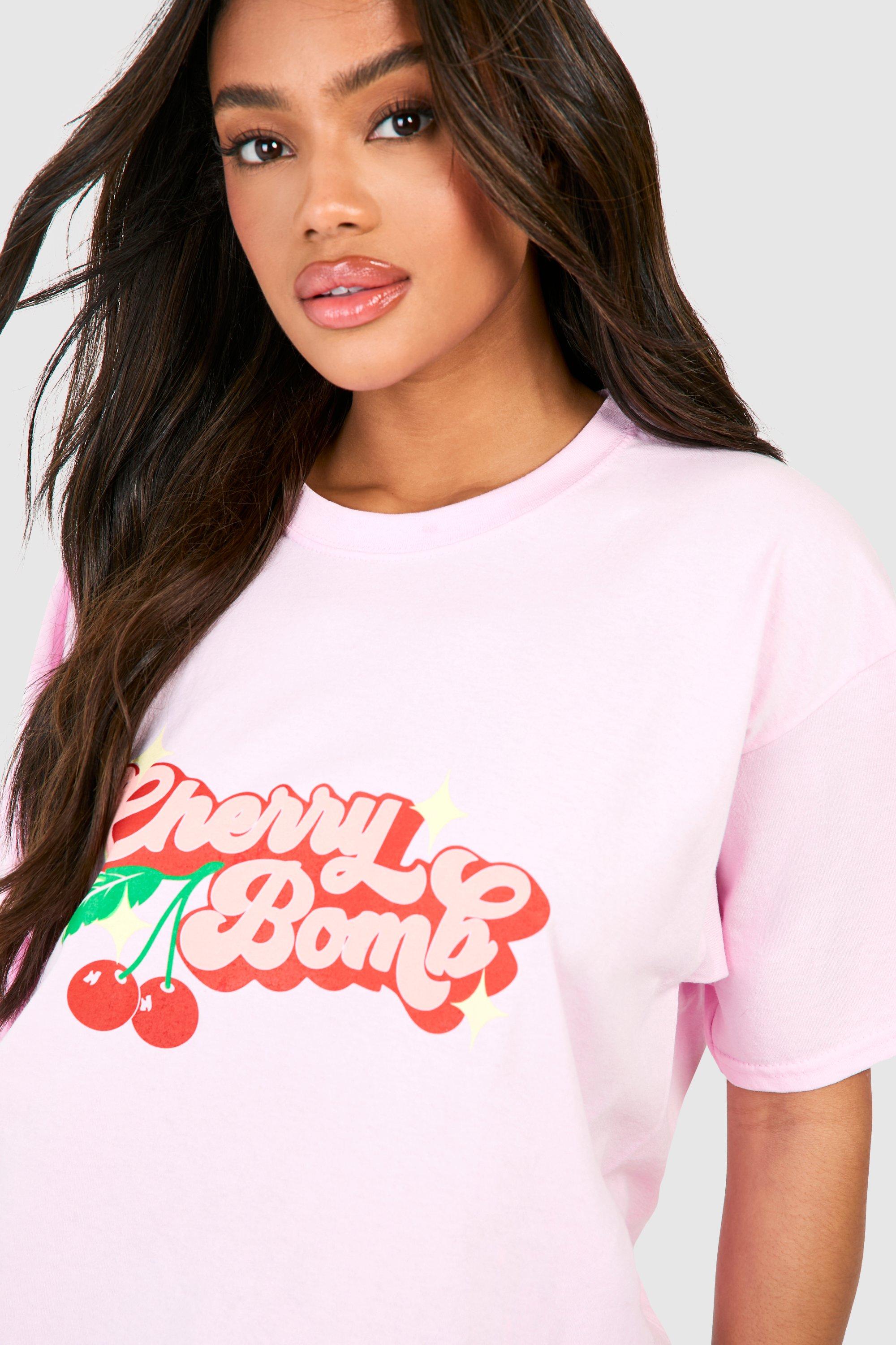 Oversized Printed T-shirt - Cerise/Barbie - Ladies