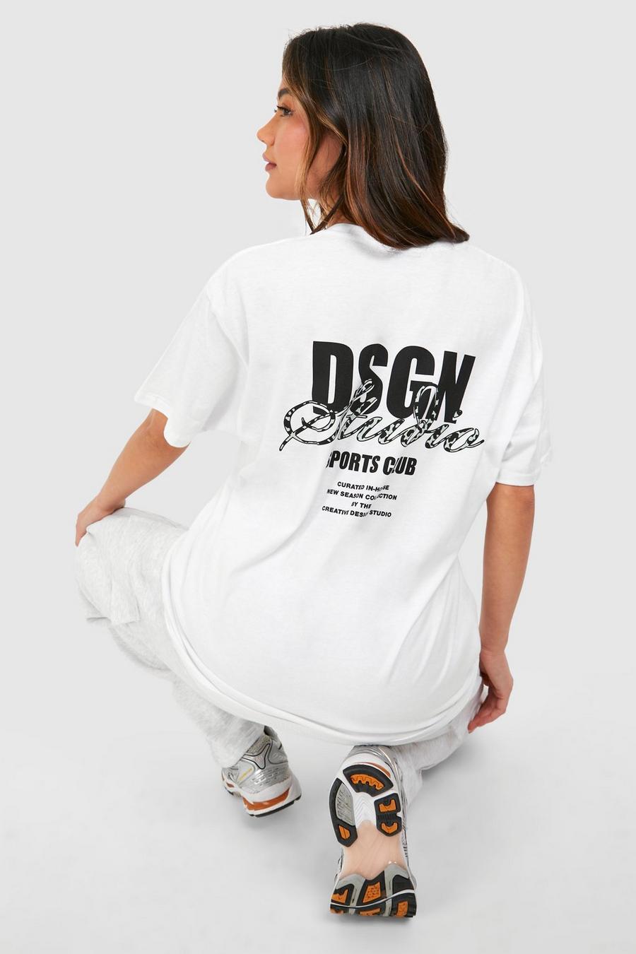White Dsgn Studio Oversize t-shirt med leopardmönster image number 1