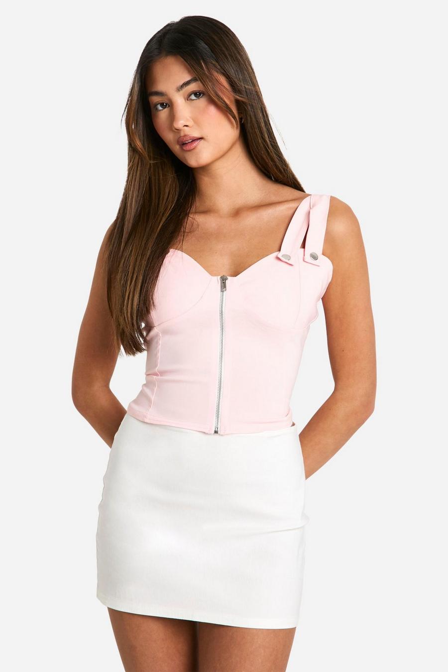 Corsetto in bengalina con spalline, Baby pink