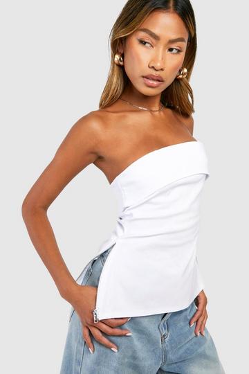 Bengaline Longline Split Hem Corset white