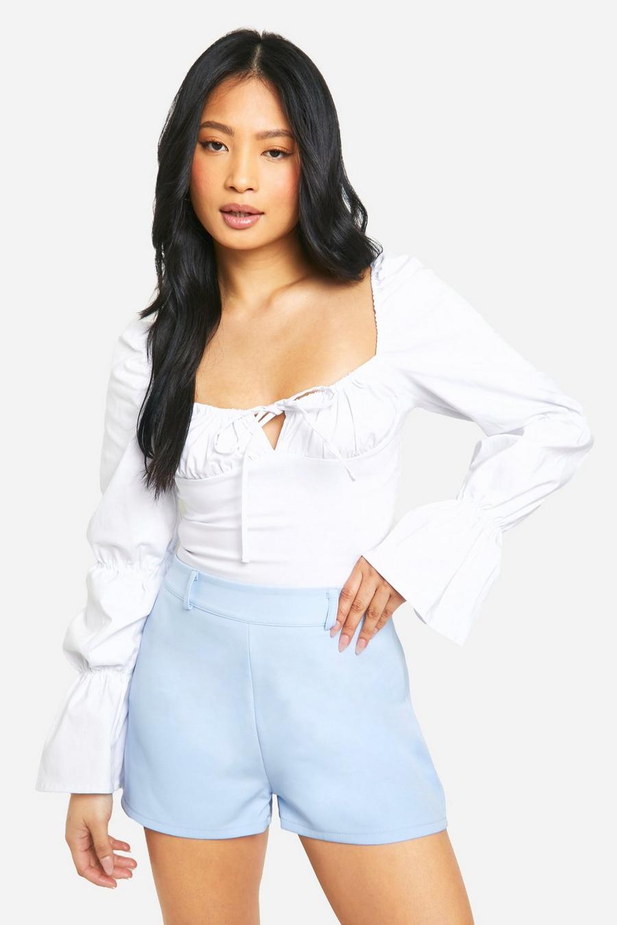 Pale blue Petite Getailleerde City Shorts