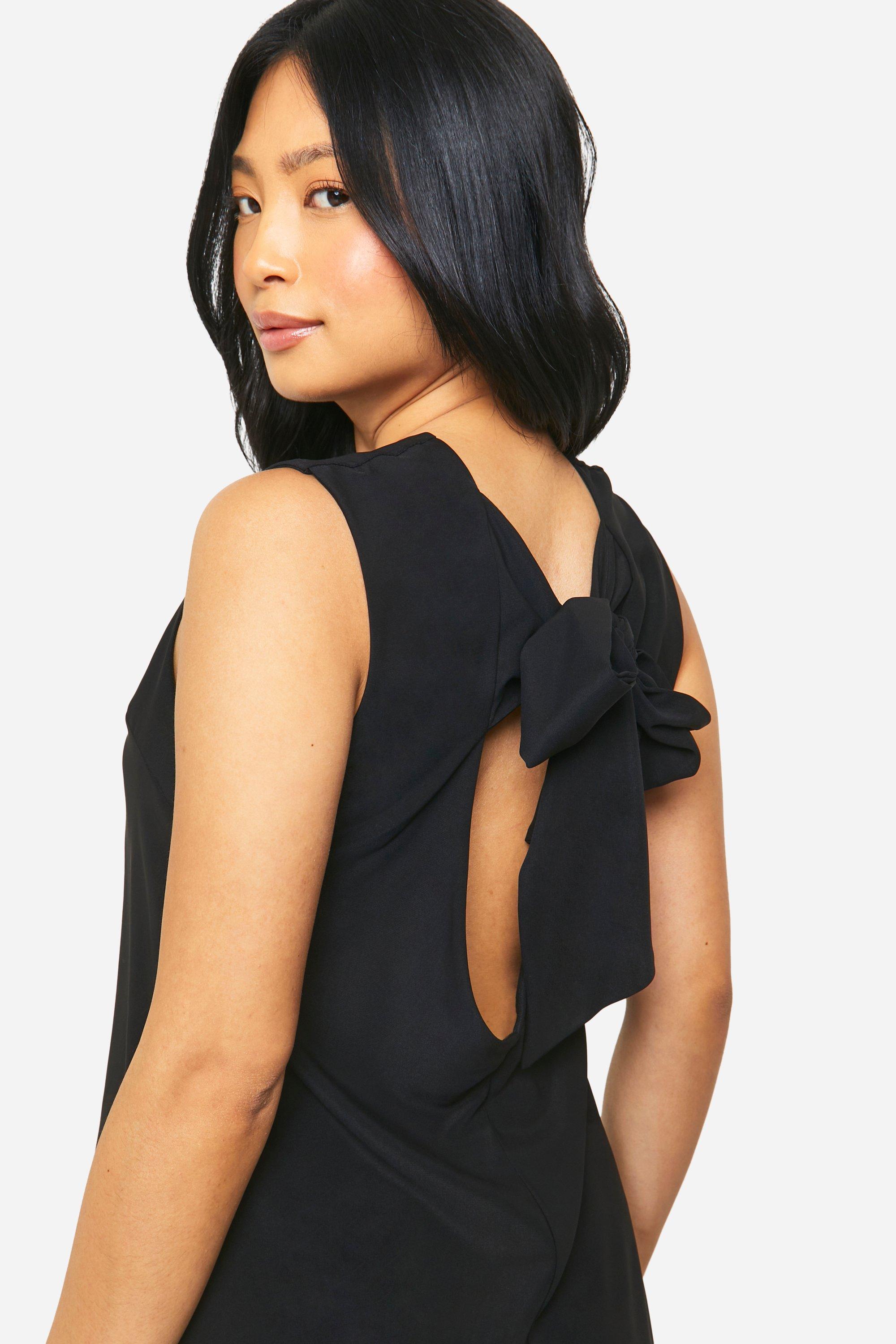 Petite Bow Detail Open Back Sleeveless Mini Dress