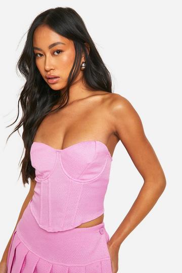 Textured Sweetheart Neck Corset candy pink