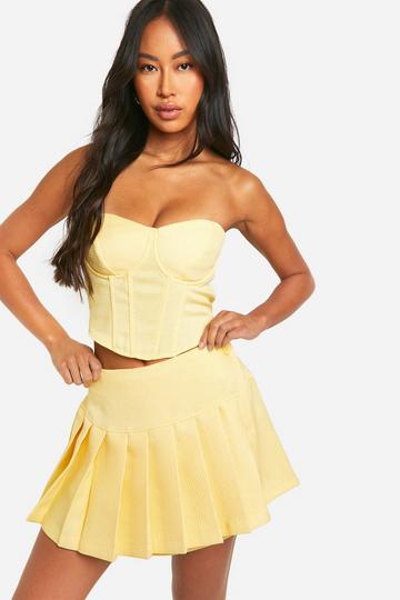 Textured Pleated Micro Mini Skirt lemon