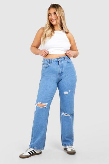 Plus Straight Leg Ripped Jean light wash