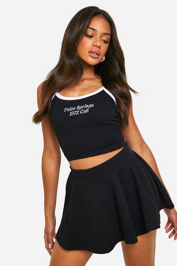 Black Loopback Pleated Tennis Skirt