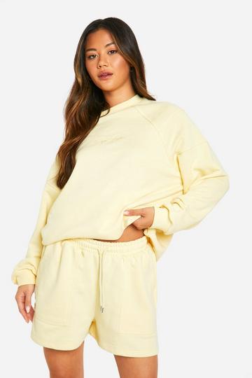 Dsgn Studio Embroidered Sweatshirt Short Tracksuit lemon