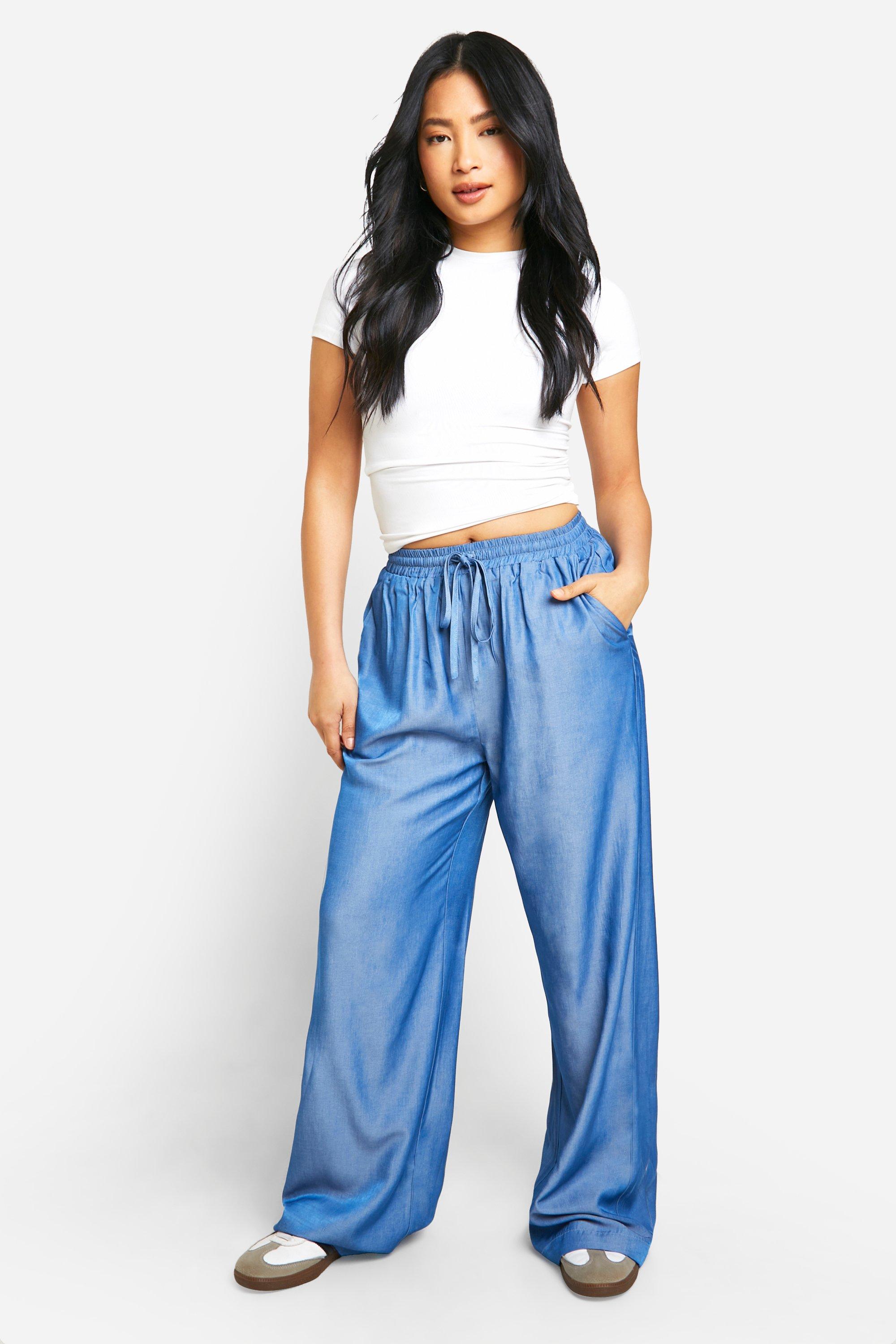 Chambray wide leg trousers hotsell