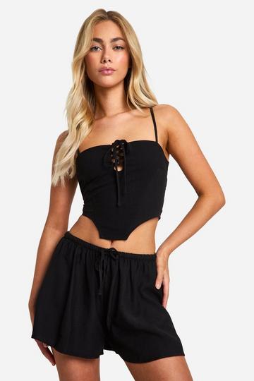 Linnen Korset Met Veters black