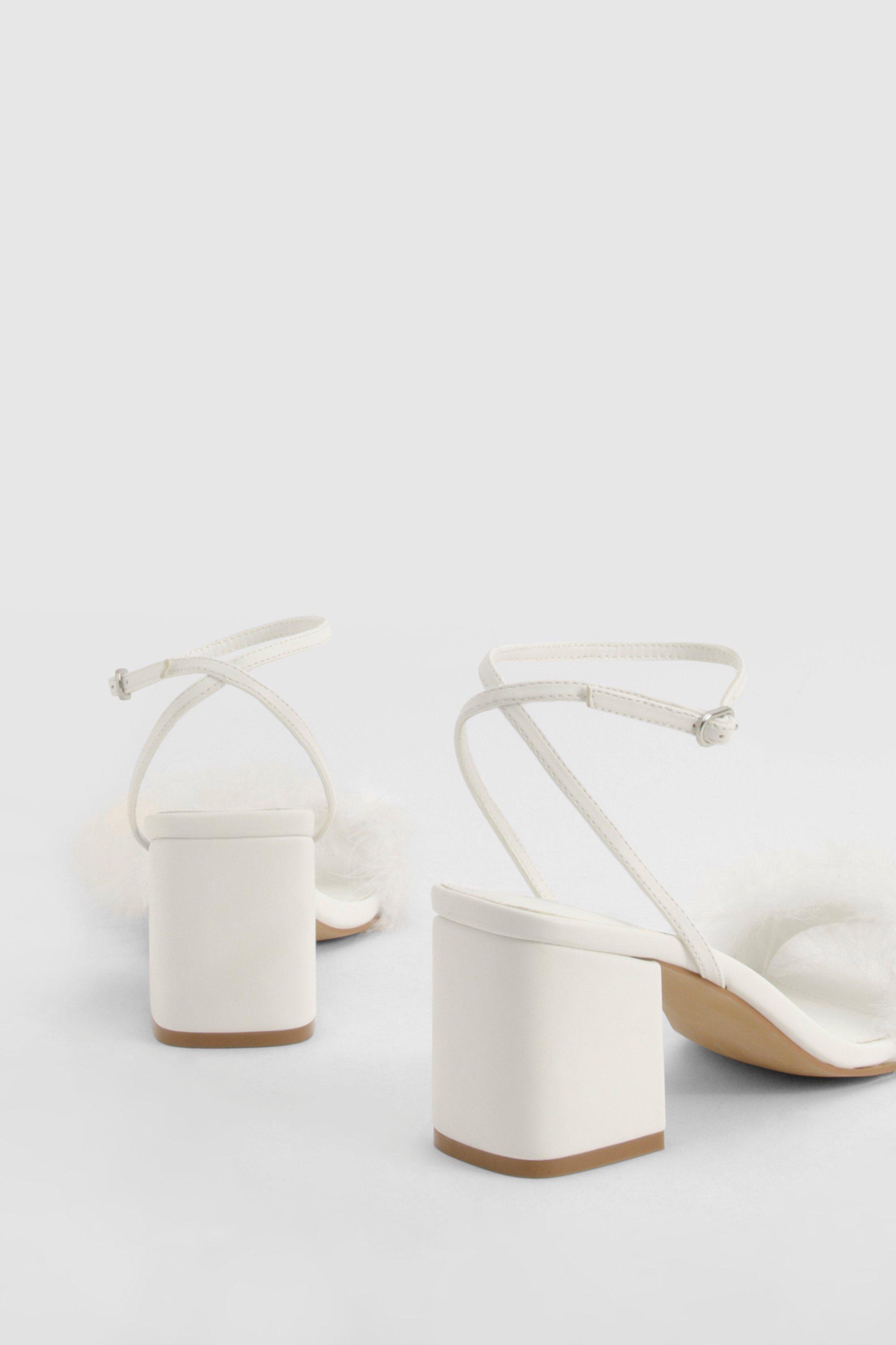 Feather Strap Low Block Heel Two Parts | boohoo