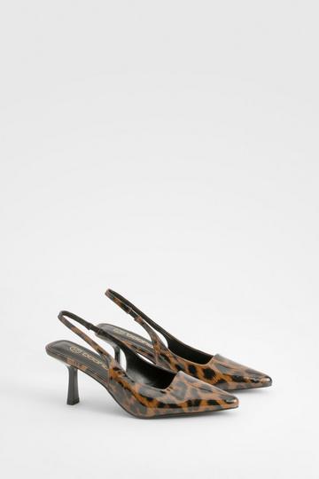 Multi Leopard Low Stiletto Slingback Court Shoe