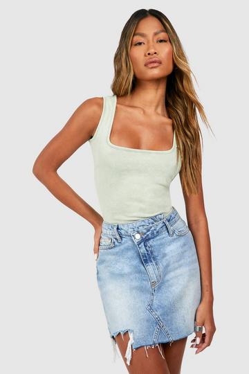 Wide Strap Jean Grazer Tank Top washed khaki