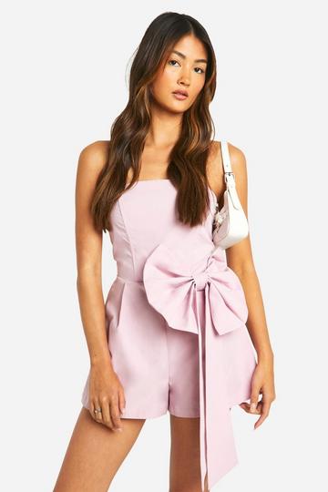 Bow Detail Bandeau Playsuit pink