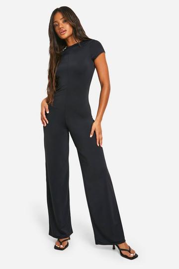 Premium Open Back Matt Slinky Jumpsuit black