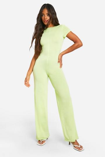 Premium Open Back Matt Slinky Jumpsuit lime