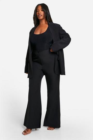 Black Plus Split Ankle Fit & Flare Dress Pants