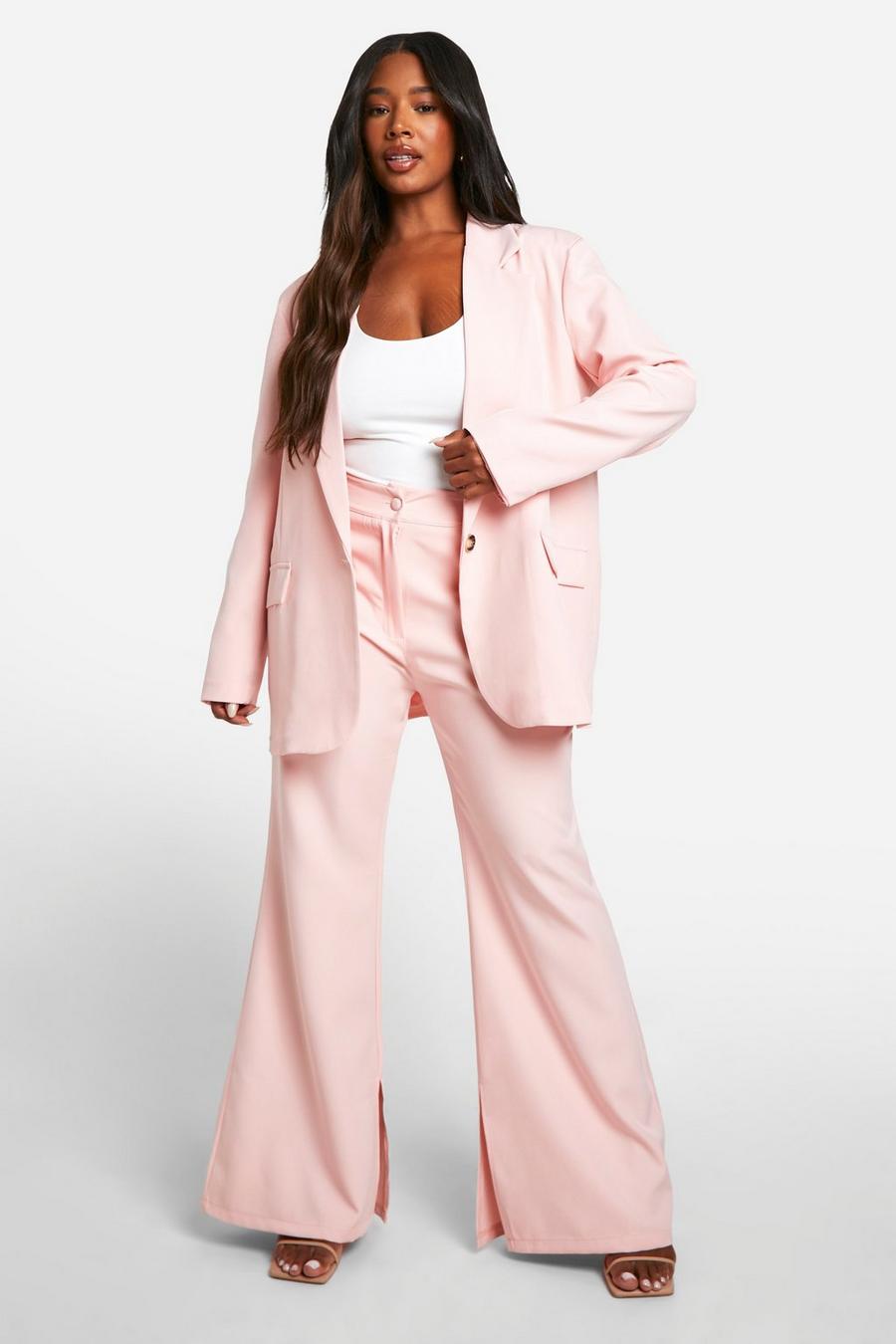 Baby pink Plus Split Ankle Fit & Flare Tailored Trousers   image number 1