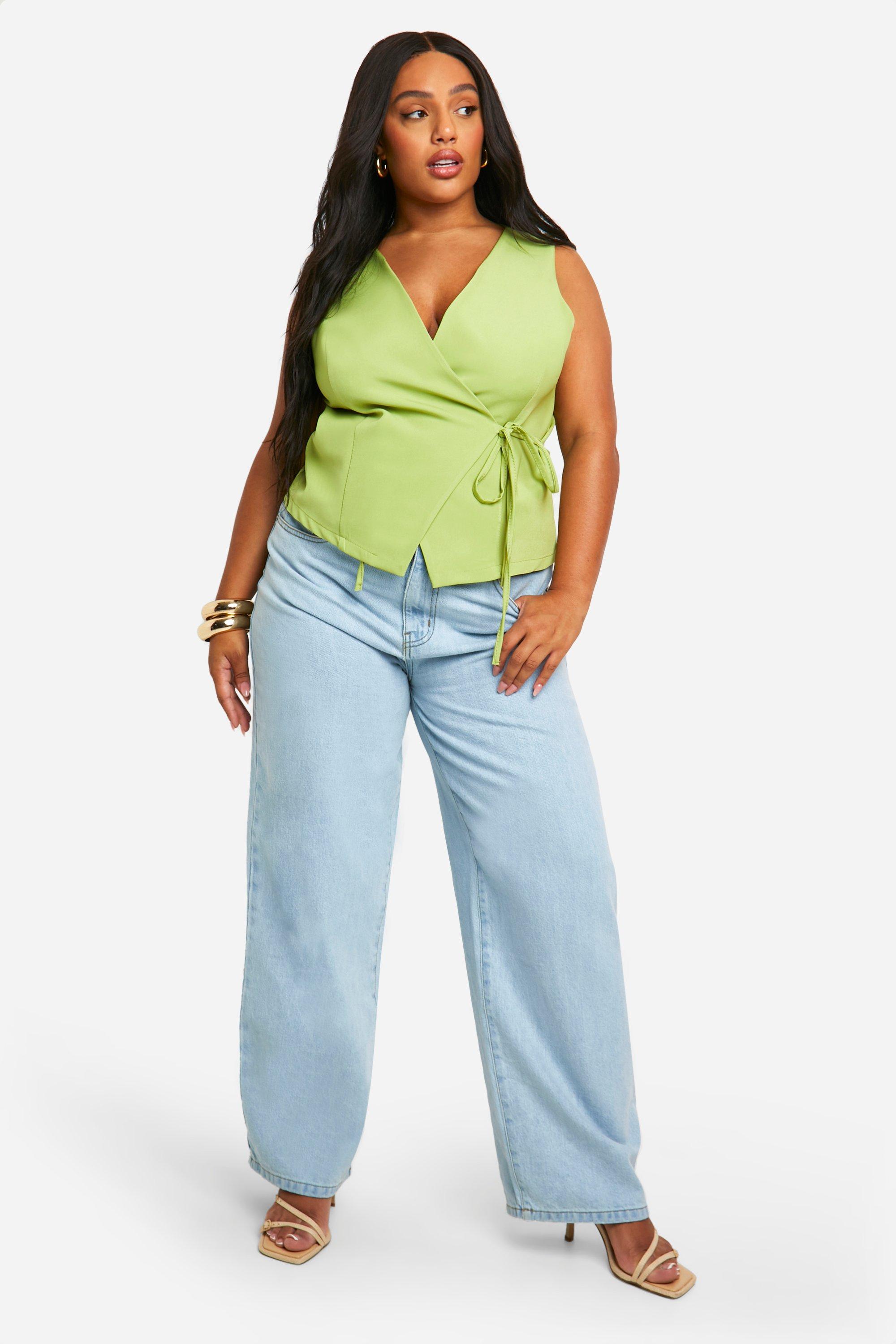 Olive green plus size vest best sale