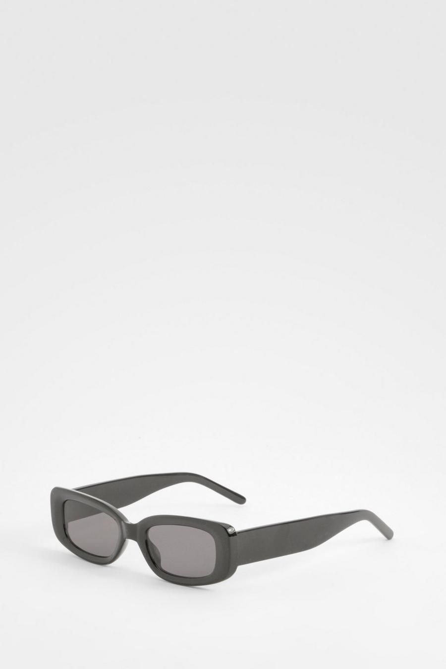 Black Rektangulära solglasögon med svarta tonade glas image number 1