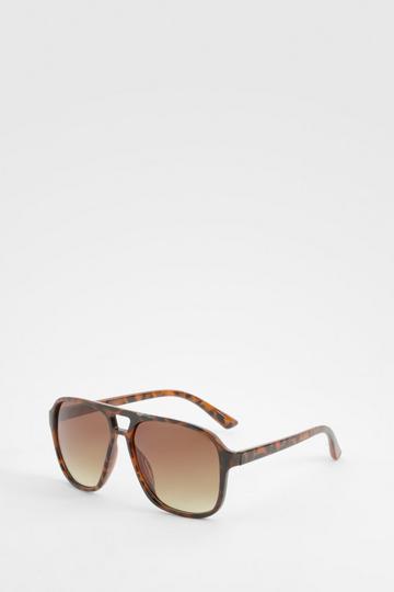 Brown Rectangular Tonal Tinted Sunglasses