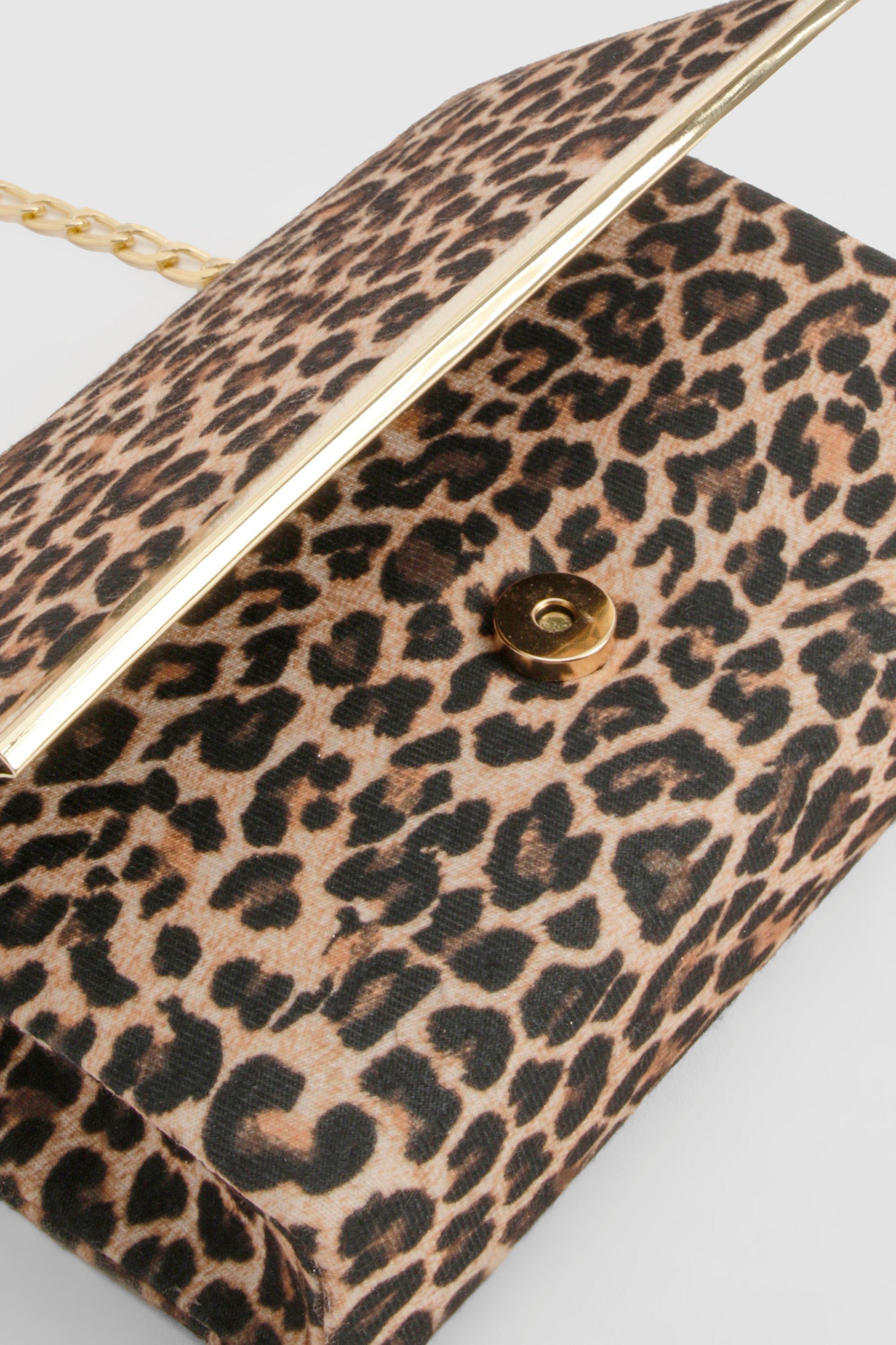 Structured Leopard Print Cross Body Bag