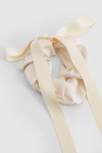 Oversized Satin Bow Detail Scrunchie ivory