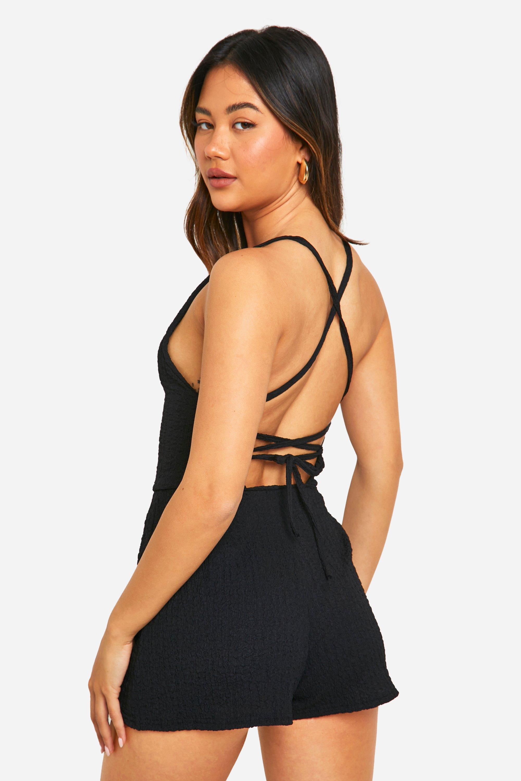 Textured Tie Back Flippy Playsuit