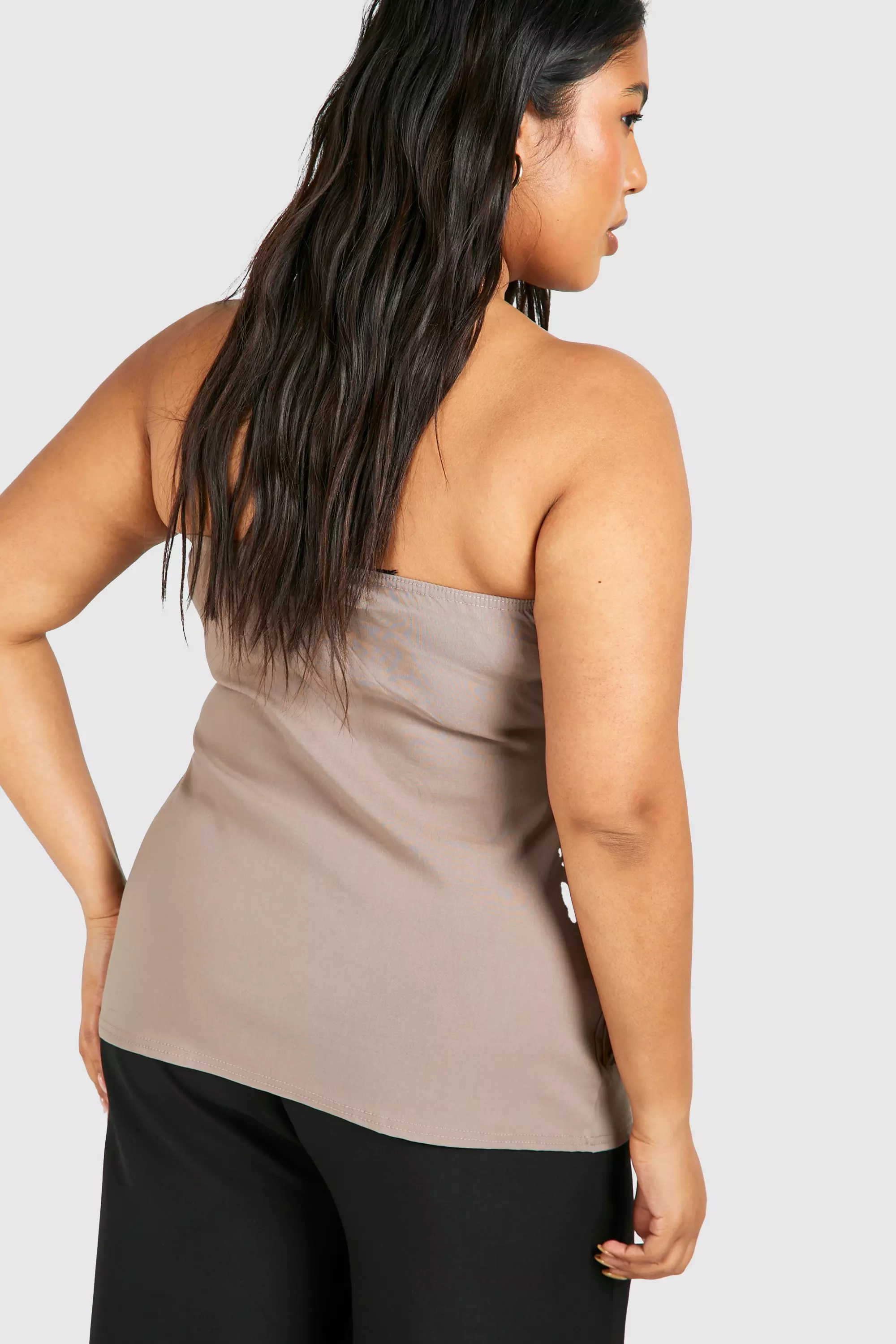 Taupe Plus Zip Through Utility Corset Top   alternative image