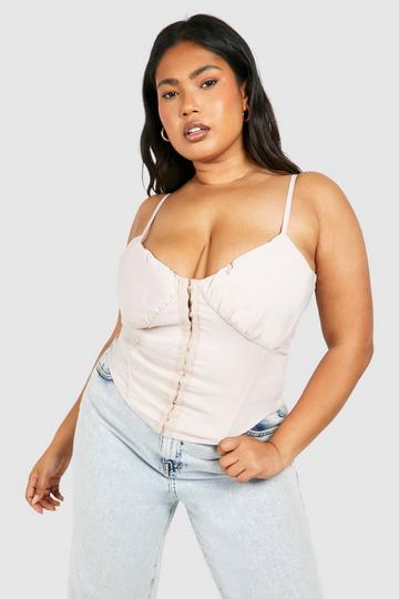 Plus Bengaline Hook And Eye Corset Top stone