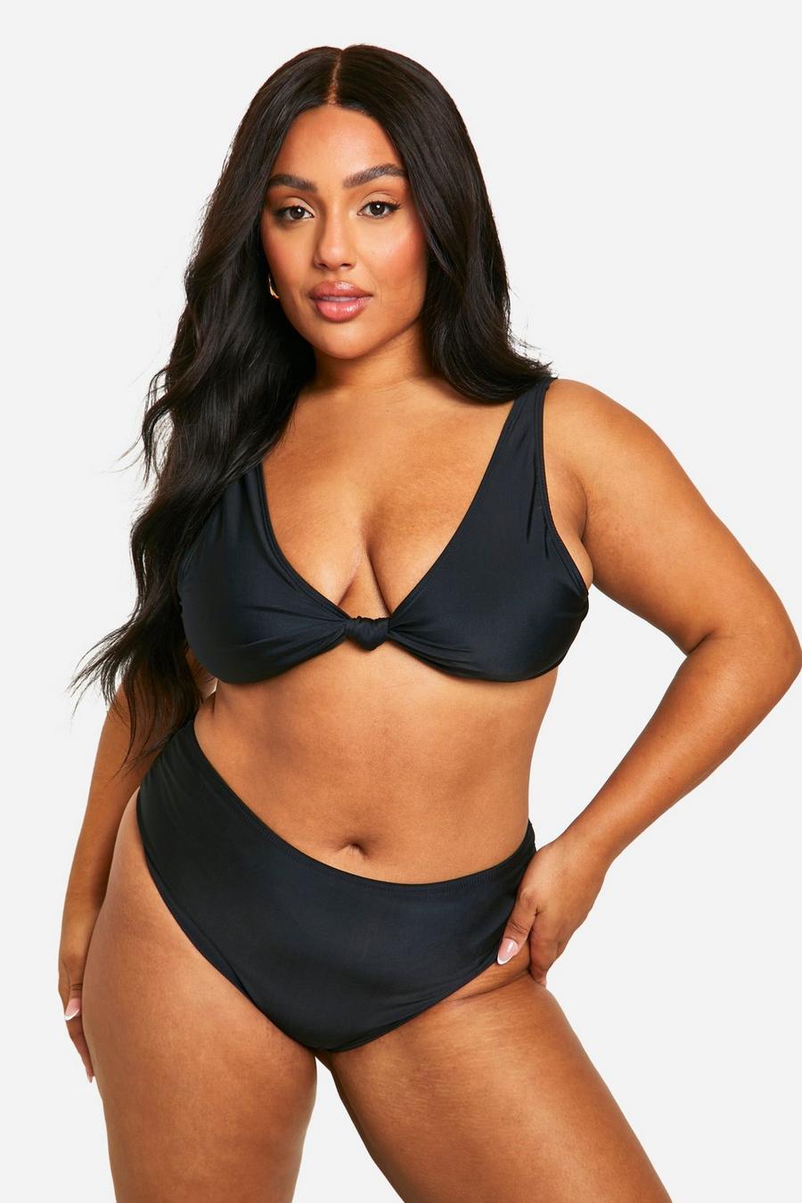 Grande taille - Bikini noué taille haute, Black image number 1