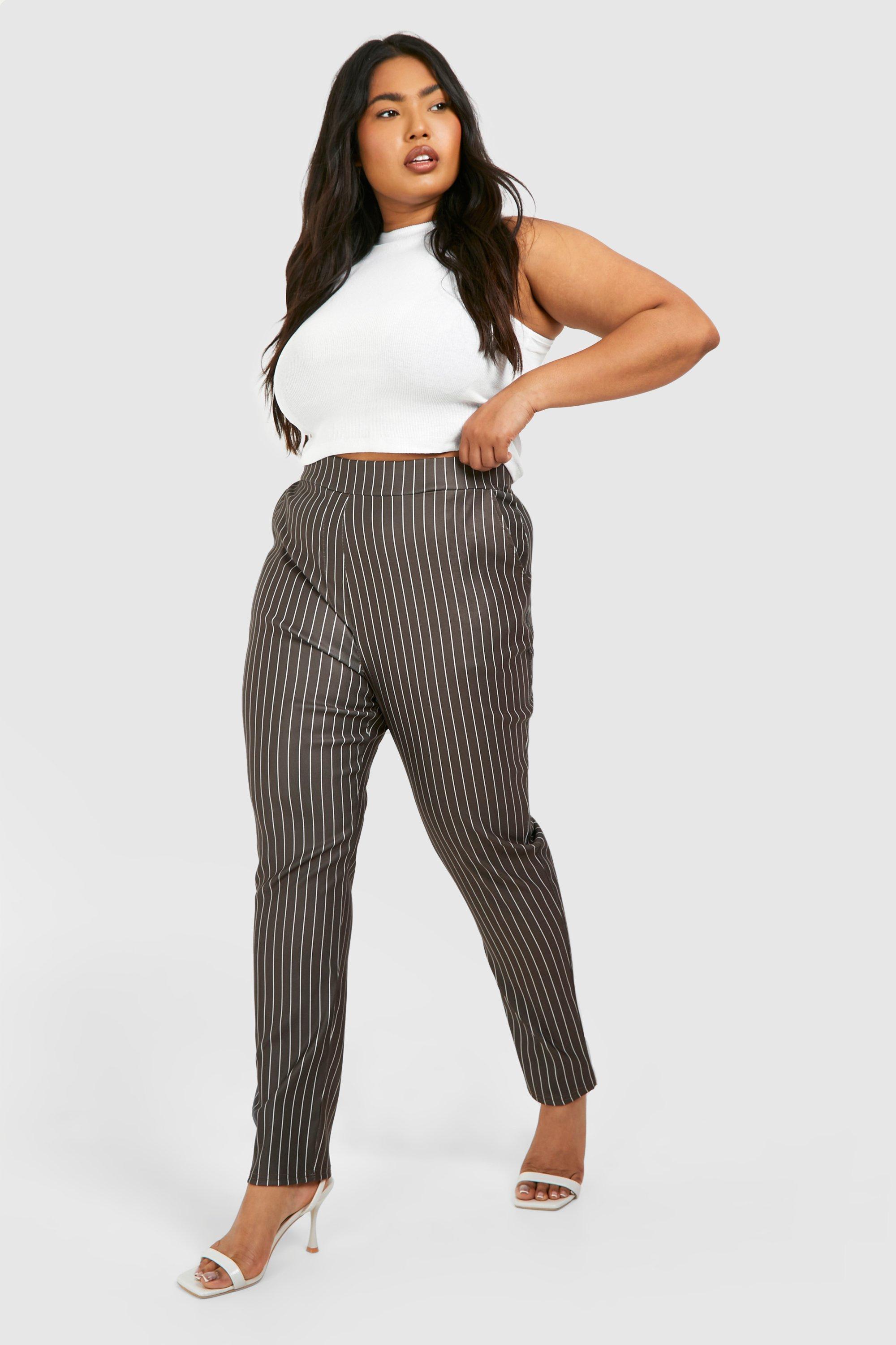 Plus Pinstripe Super Stretch Bengaline Fitted Trousers
