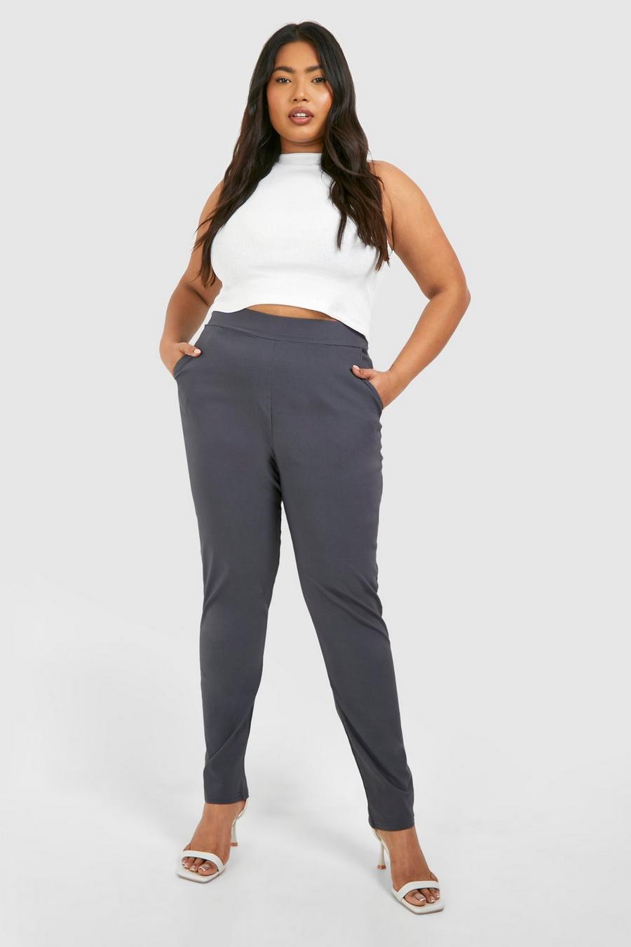 Pantaloni sagomati Plus Size in bengalina super Stretch, Charcoal