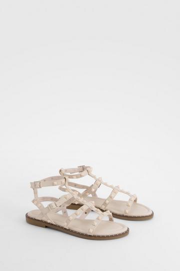 Stud Detail Gladiator Sandal beige