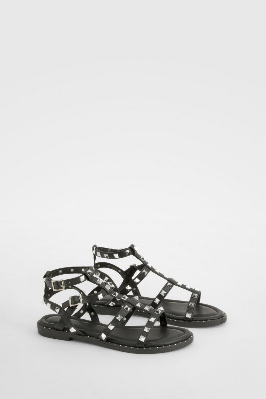 Black Stud Detail Gladiator Sandal