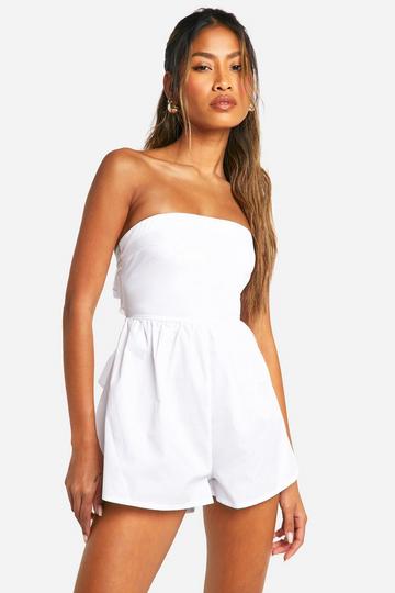 White Bandeau Smock Skort Romper