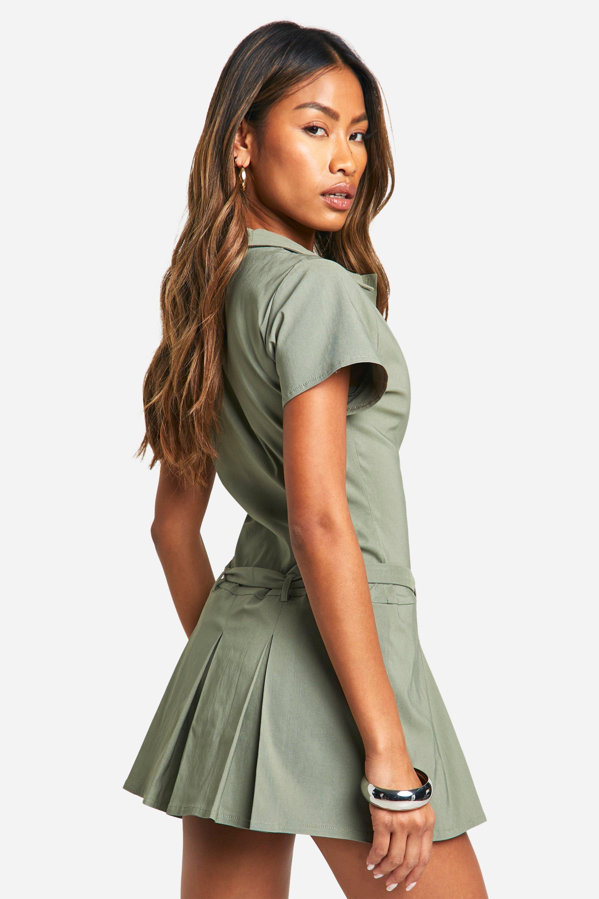 Volumous Skort Button Down Playsuit boohoo UK