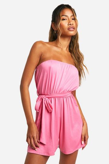 Superzachte Basic Strapless Playsuit pink