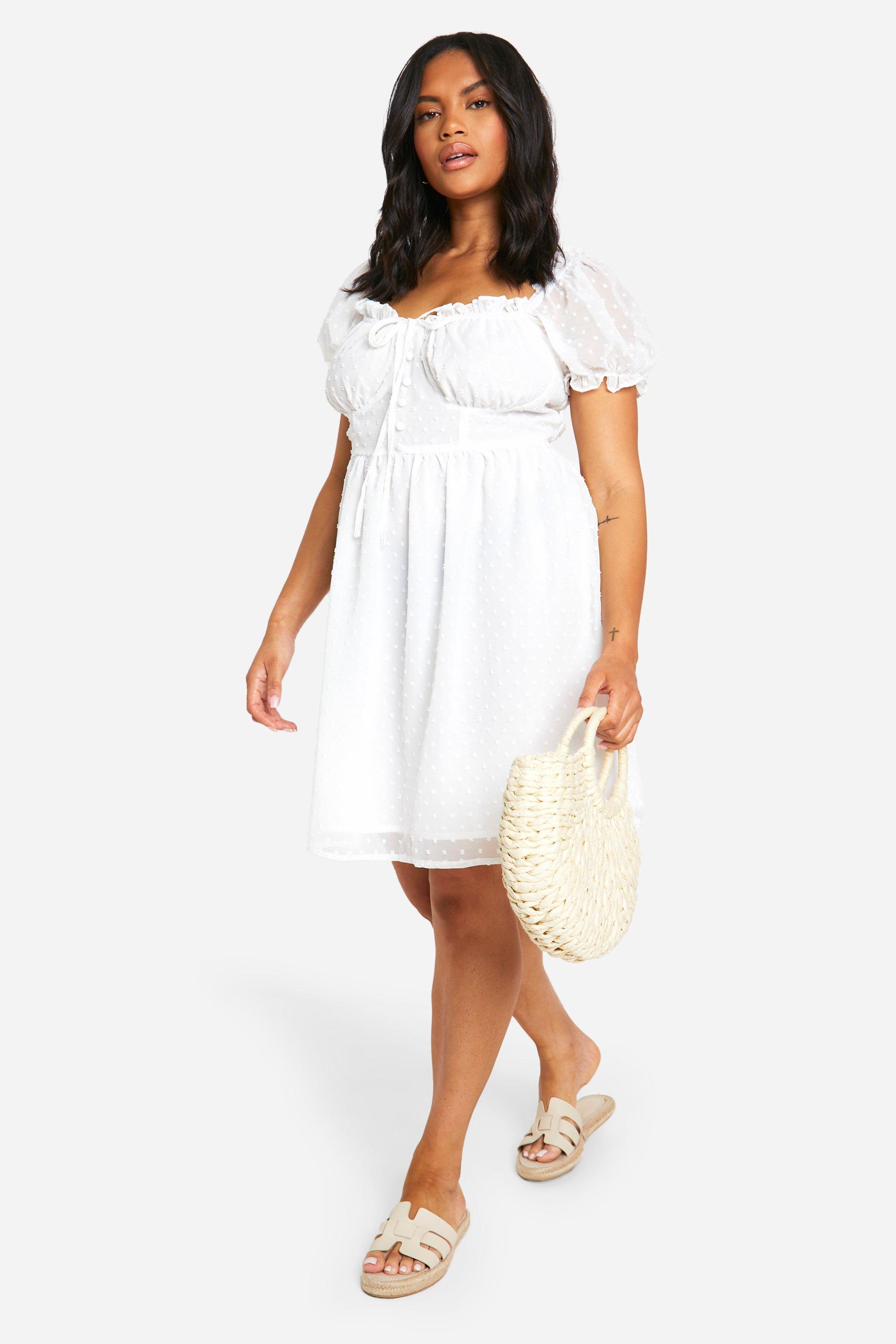 Boohoo white plus size dress best sale