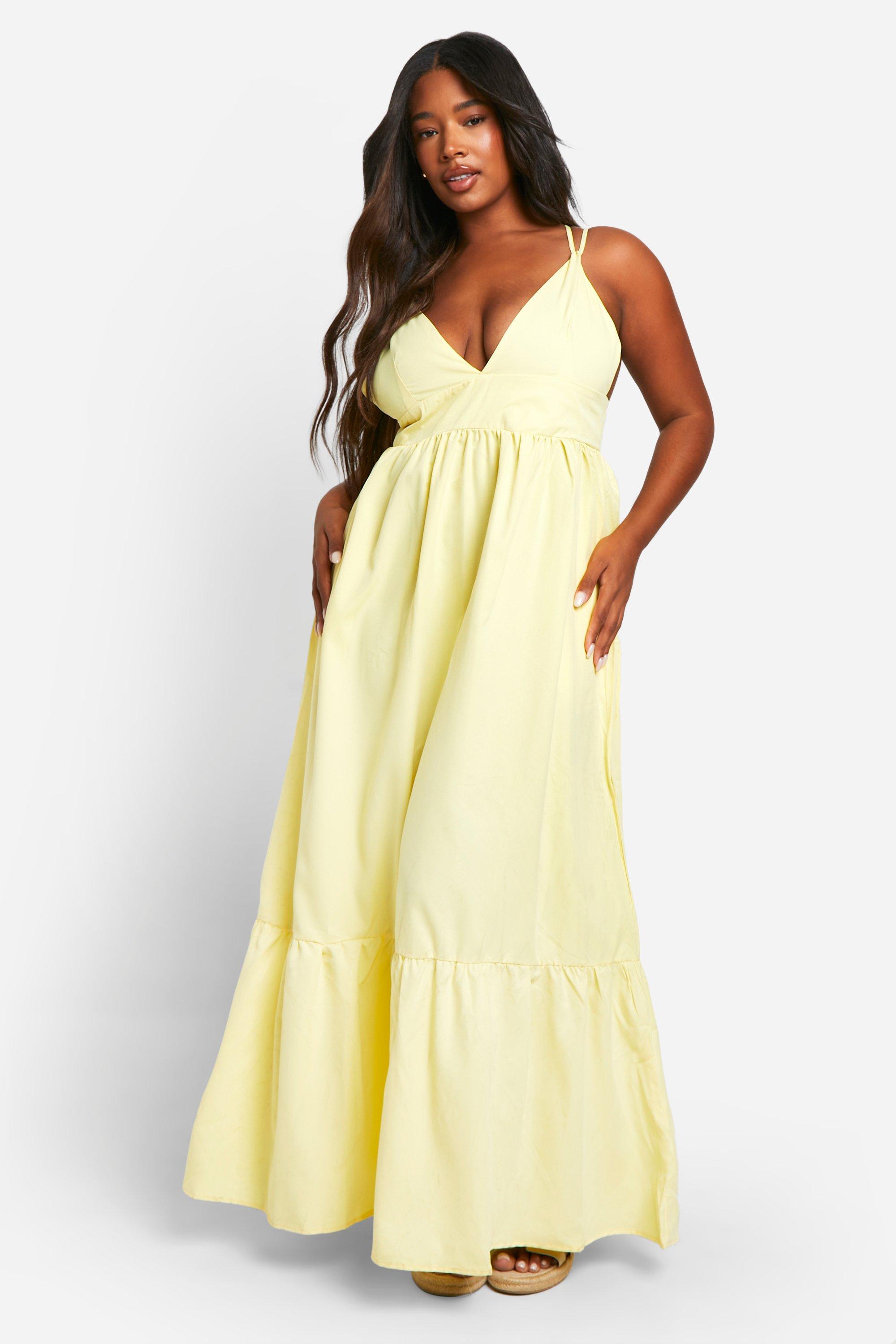 Light yellow plus size dress best sale