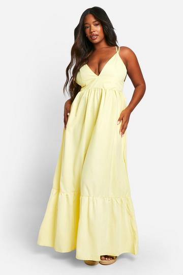 Plus Strappy Frill Hem Maxi Dress lemon