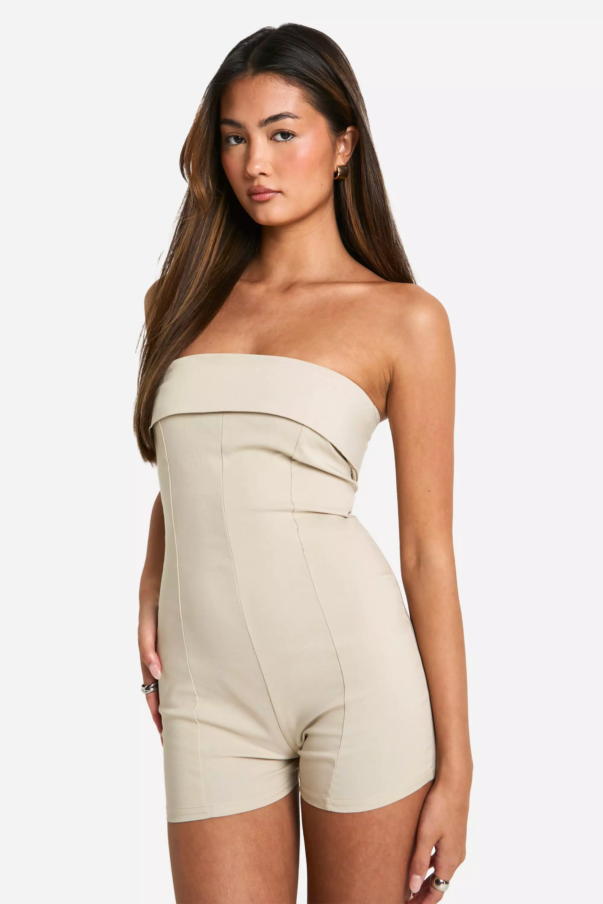 Stone Bandeau Fold Over Playsuit alternative image