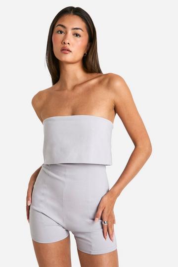 Longline Foldover Bandeau Playsuit grey