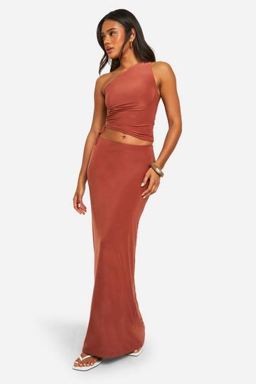 One Shoulder Crop & Maxi Skirt terracotta