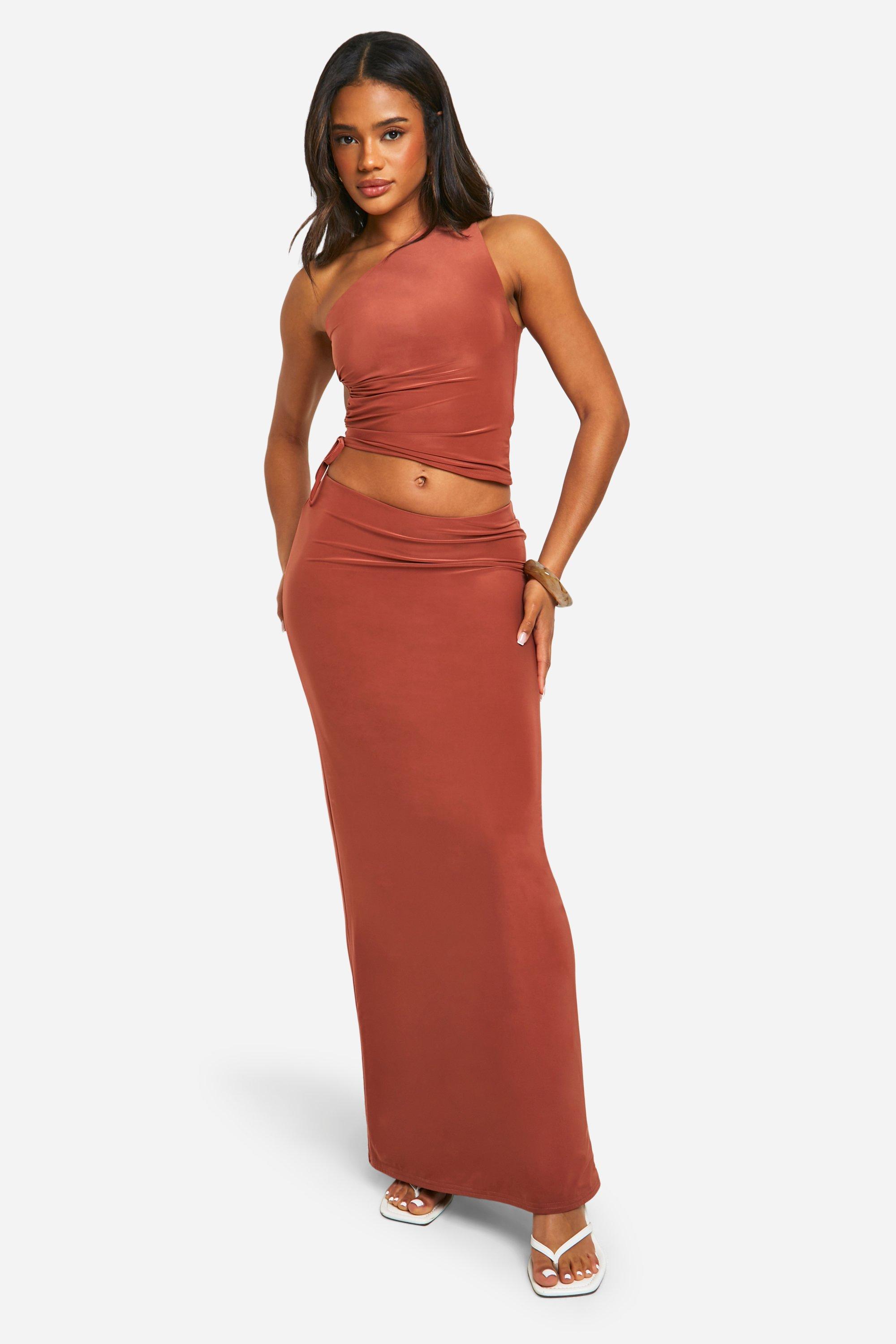 One shoulder crop top and skirt clearance